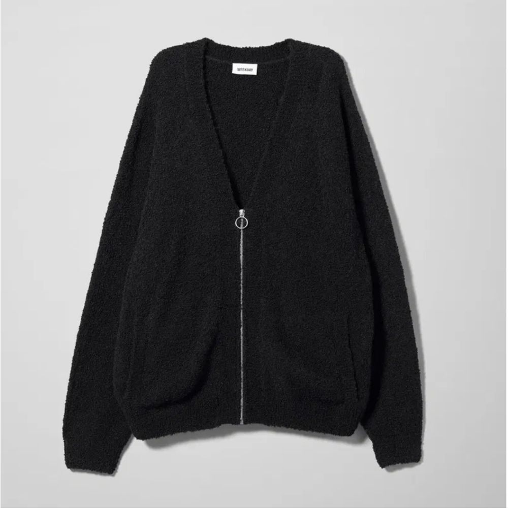 Weekday Black Zip-Up Cardigan